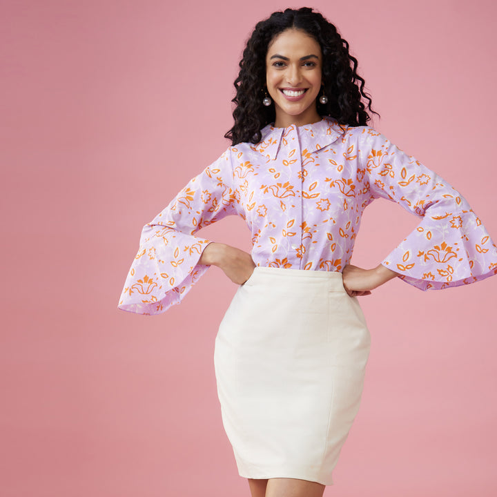 Kusuma Purple Double Collar Top - thesotr.com
