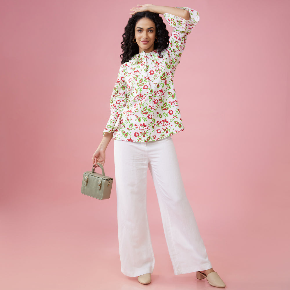 Kusuma White Double Collar Top - thesotr.com