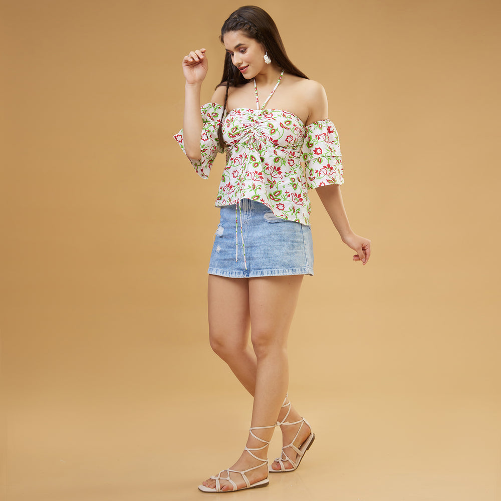Kusuma White Cold Shoulder Top - thesotr.com
