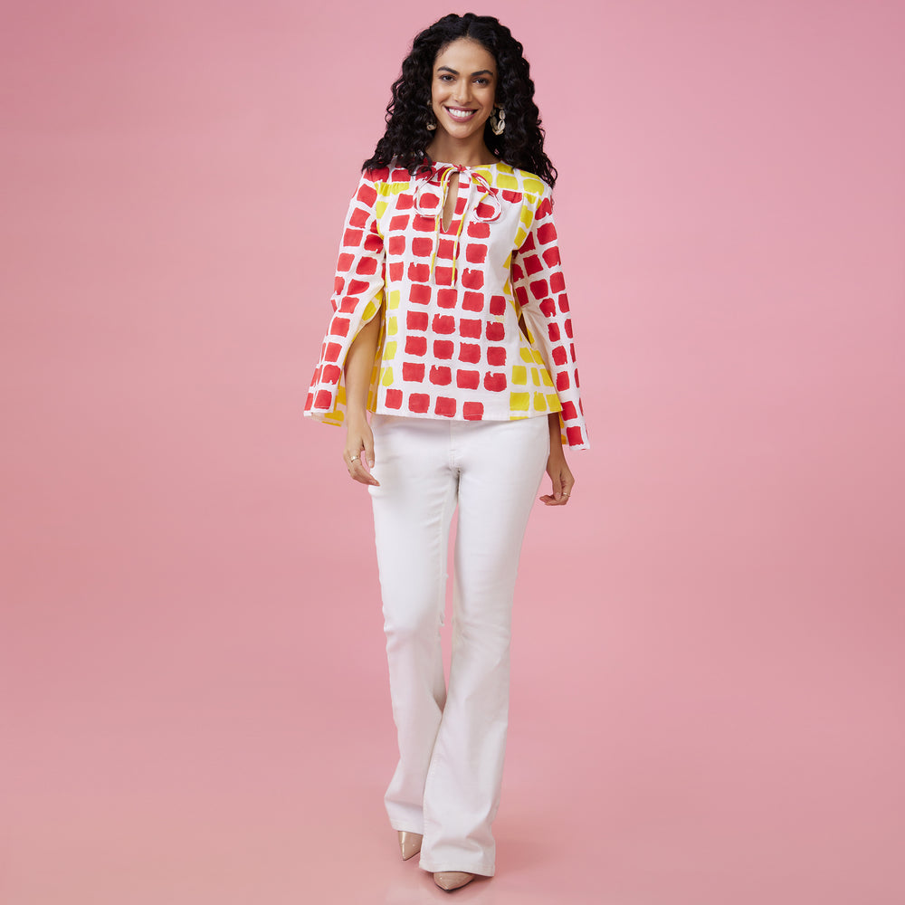 Mraba Multi Slit Sleeve Top - thesotr.com