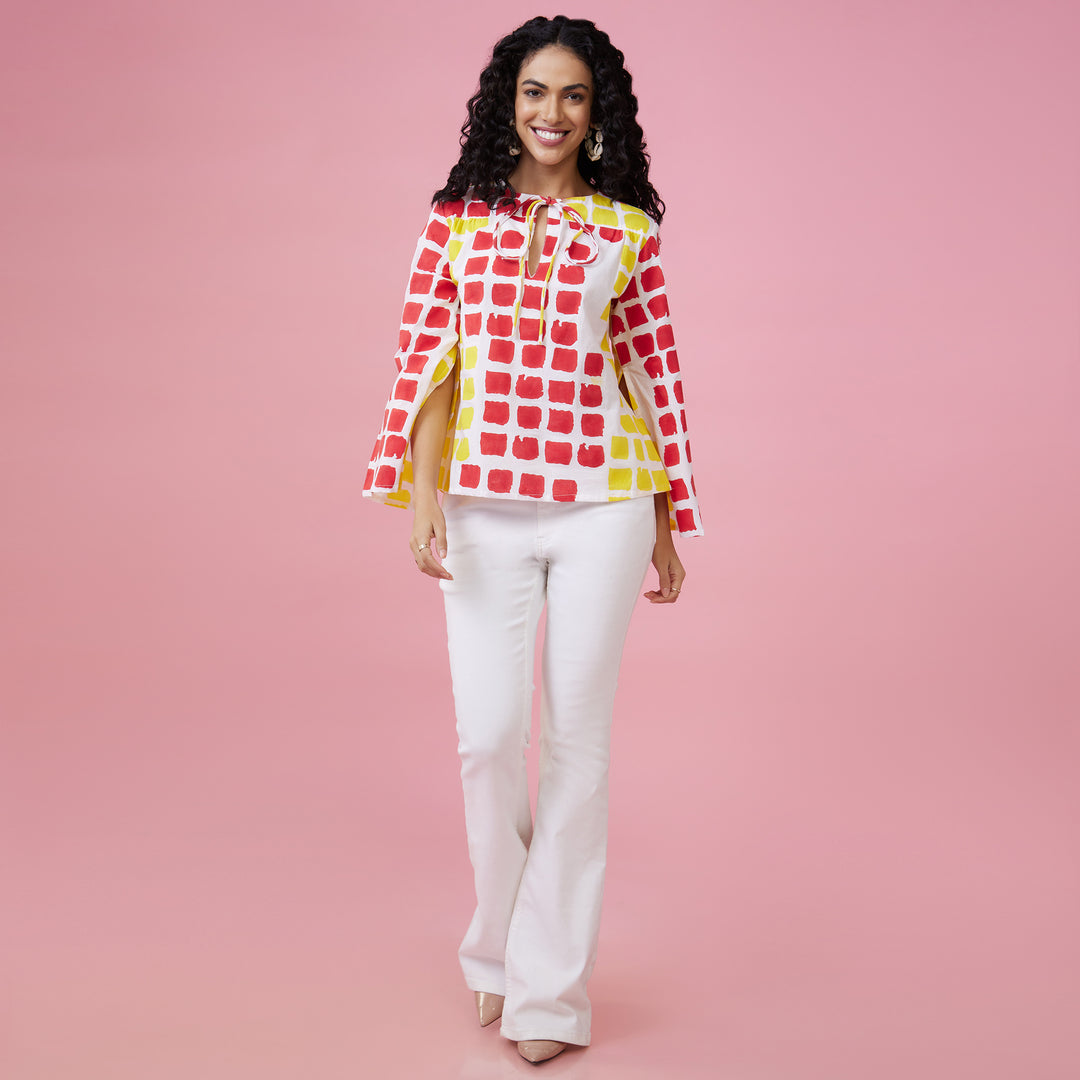 Mraba Multi Slit Sleeve Top - thesotr.com
