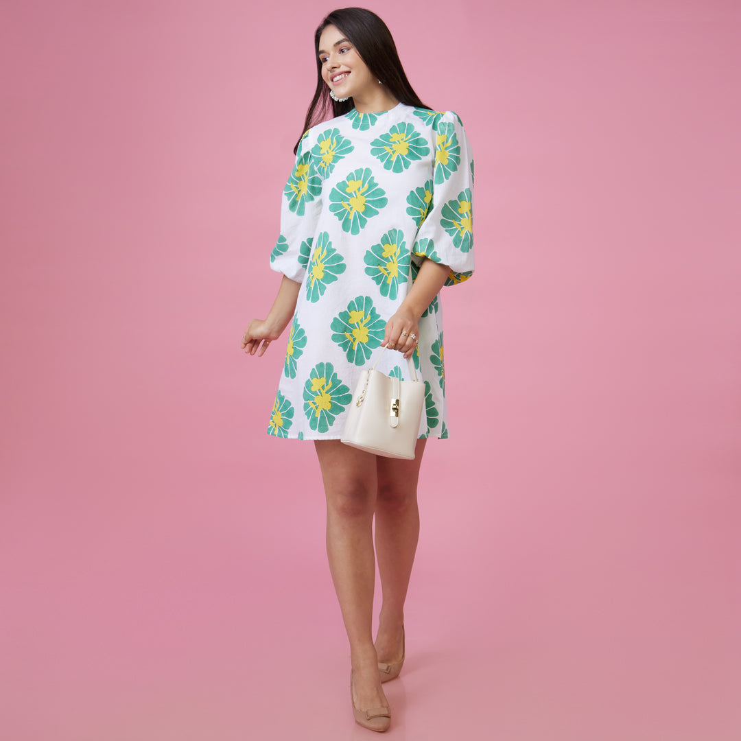 Zahara Green Back Window Short Dress - thesotr.com