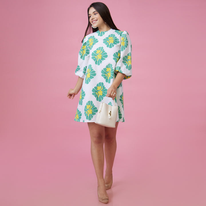 Zahara Green Back Window Short Dress - thesotr.com