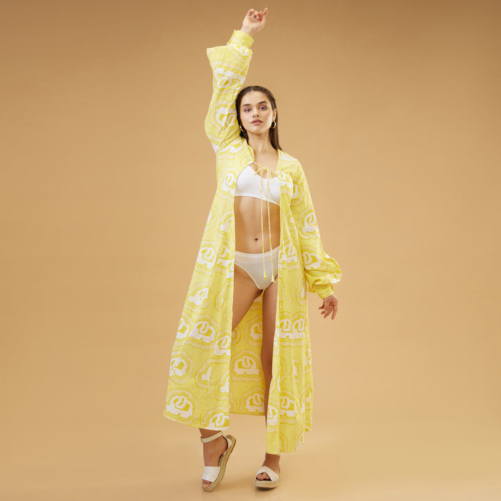 Haathi Yellow Peasant Sleeve Overlay - thesotr.com