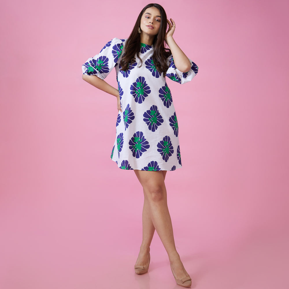 Zahara Blue Back Window Short Dress - thesotr.com