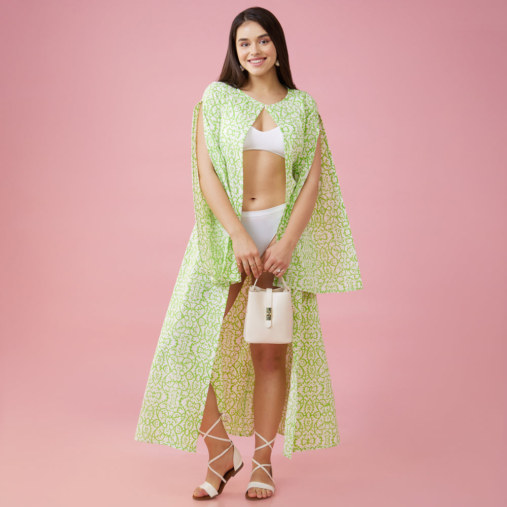 Maya Green Slit Sleeve Overlay - thesotr.com
