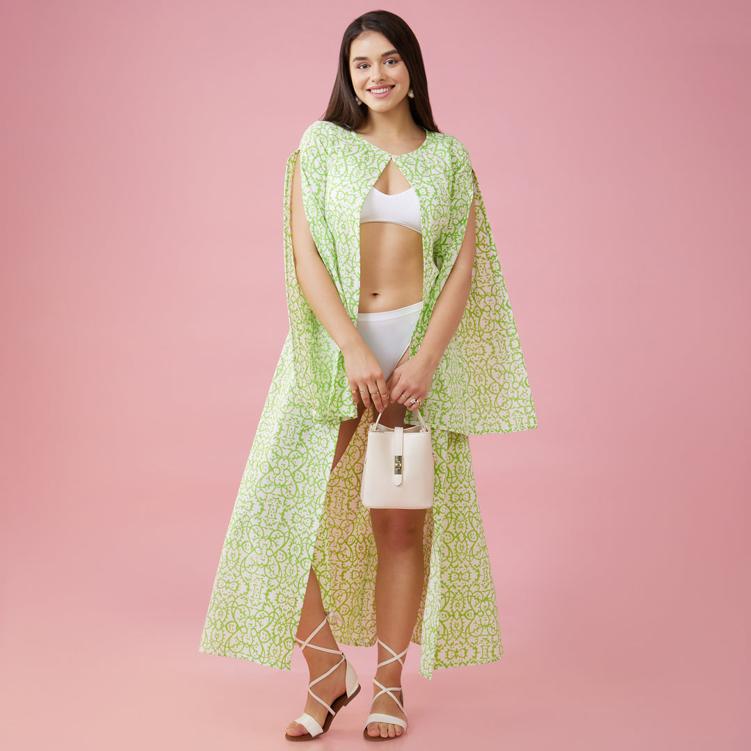 Maya Green Slit Sleeve Overlay - thesotr.com