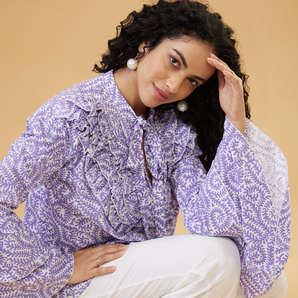 Jaal Purple Ruffle Top - thesotr.com