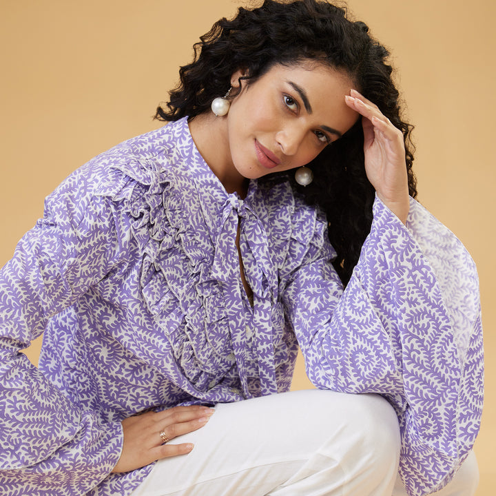 Jaal Purple Ruffle Top - thesotr.com