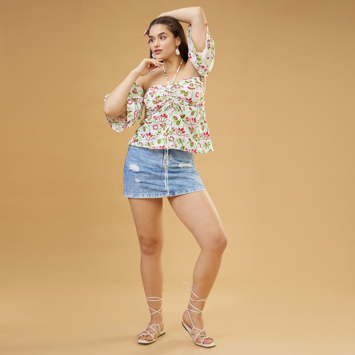 Kusuma White Cold Shoulder Top - thesotr.com