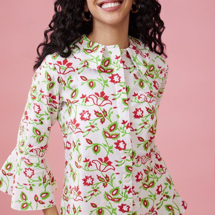 Kusuma White Double Collar Top - thesotr.com