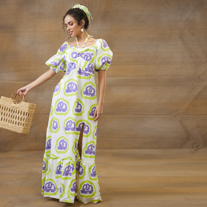 Haathi Green Purple Convertable Long Dress - thesotr.com