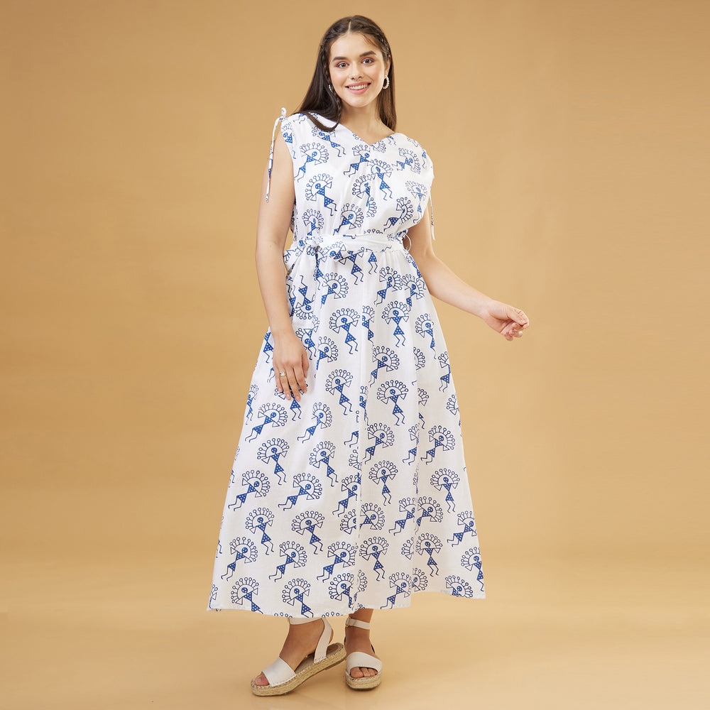 Varli Blue Drawstring Long Dress - thesotr.com