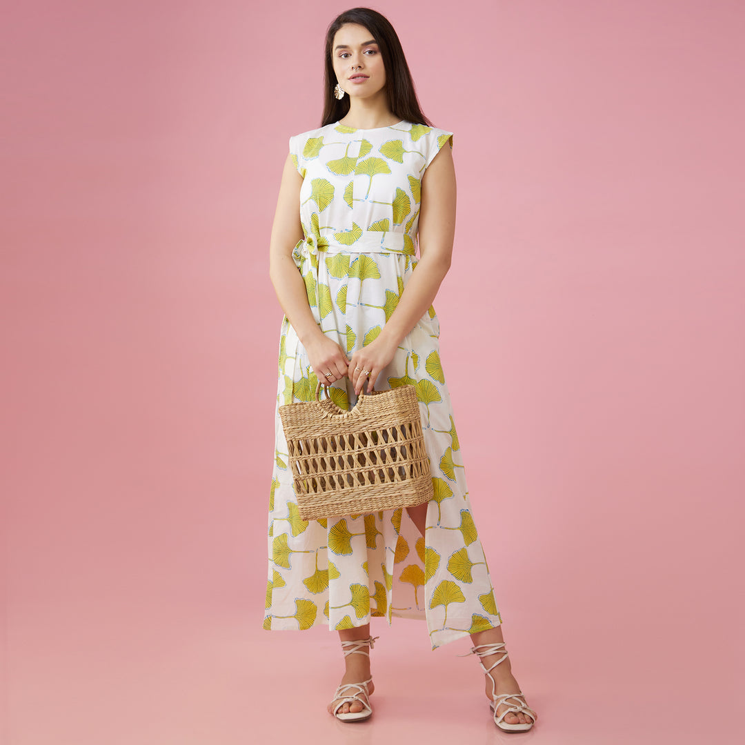 Zobo White Slit Long Dress - thesotr.com
