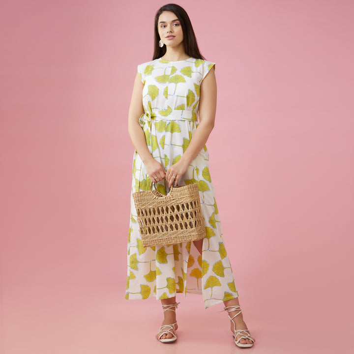 Zobo White Slit Long Dress - thesotr.com