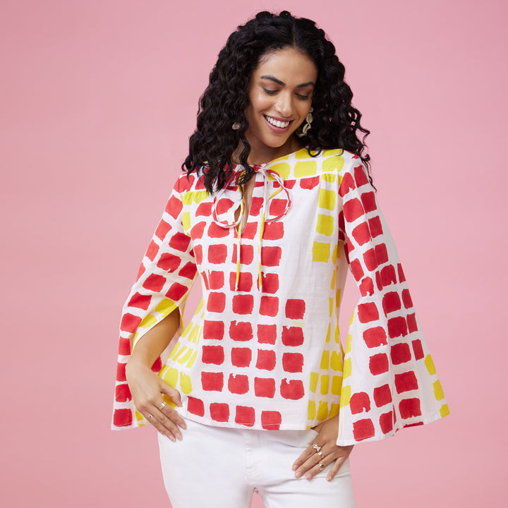 Mraba Multi Slit Sleeve Top - thesotr.com