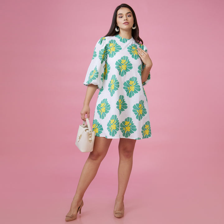 Zahara Green Back Window Short Dress - thesotr.com