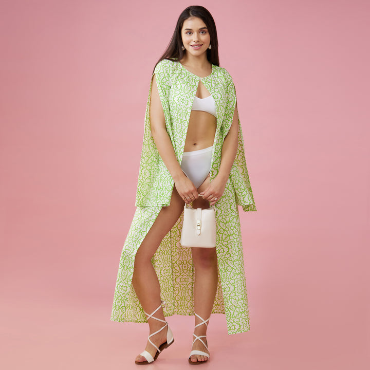 Maya Green Slit Sleeve Overlay - thesotr.com