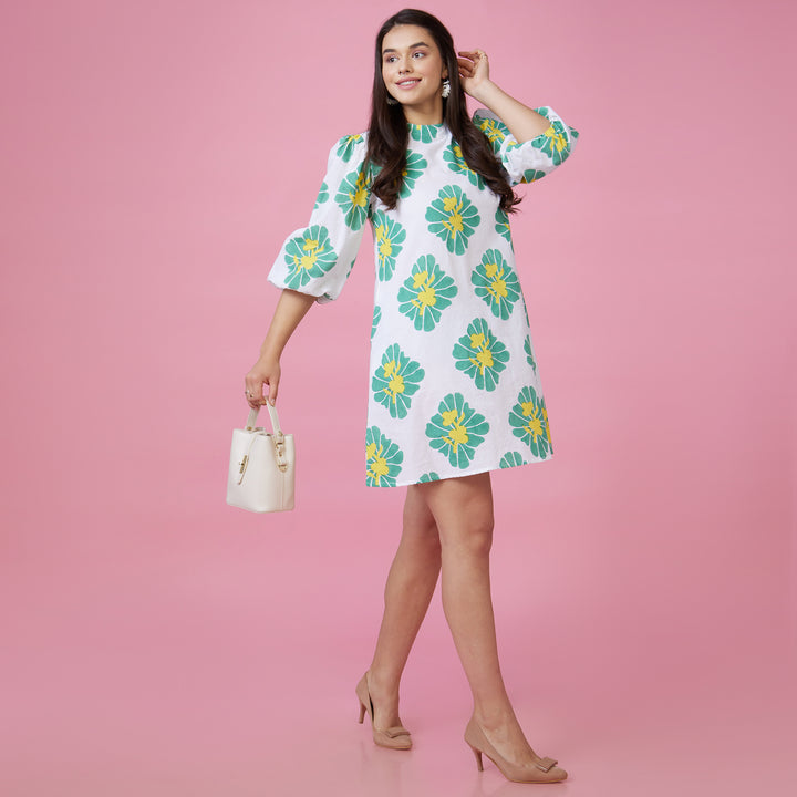Zahara Green Back Window Short Dress - thesotr.com