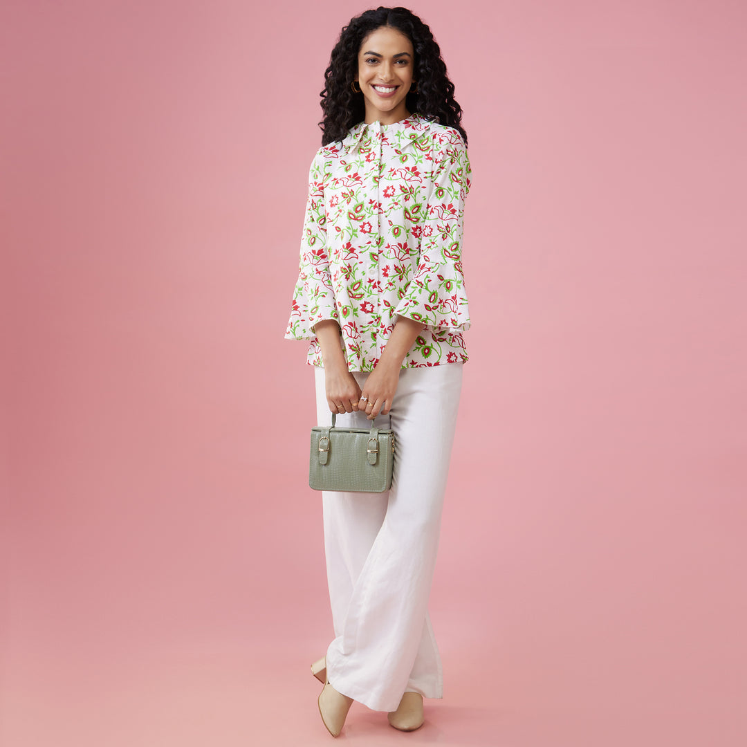 Kusuma White Double Collar Top - thesotr.com