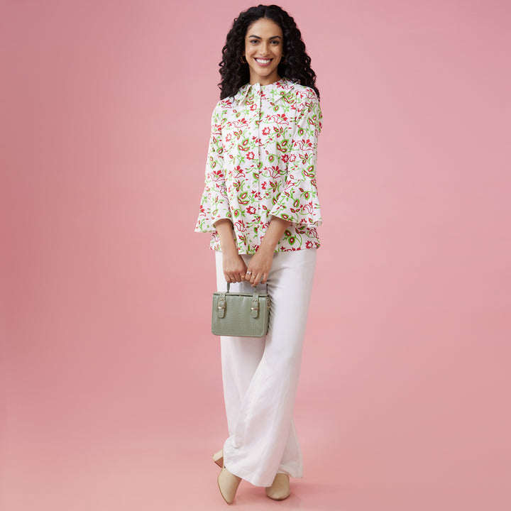 Kusuma White Double Collar Top - thesotr.com