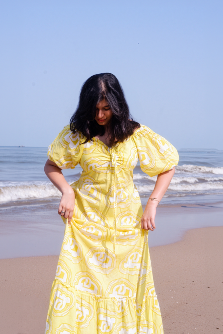 Haathi -Convertible Maxi Dress in Yellow [upto 3XL]