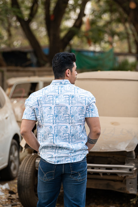 Phool Power Blue Relaxed Fit Short Sleeve Shirt
