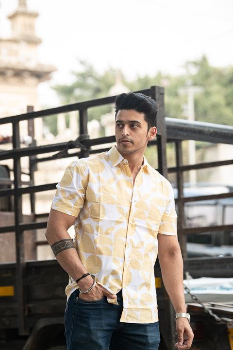 Bada Phool Yellow Relaxed Fit Short Sleeve Shirt