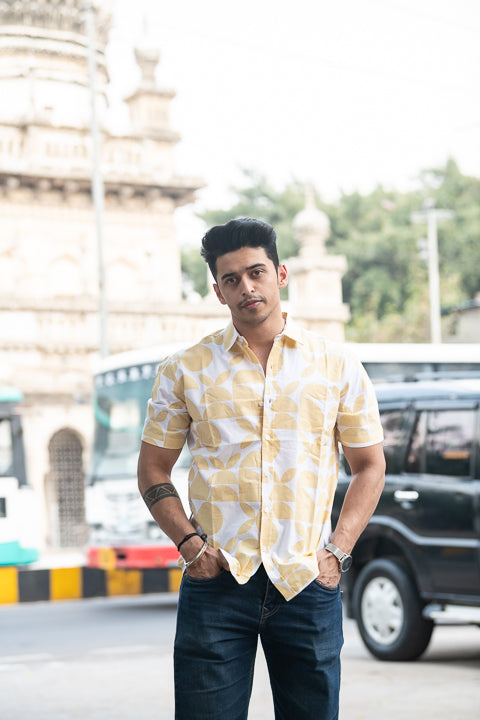 Bada Phool Yellow Relaxed Fit Short Sleeve Shirt