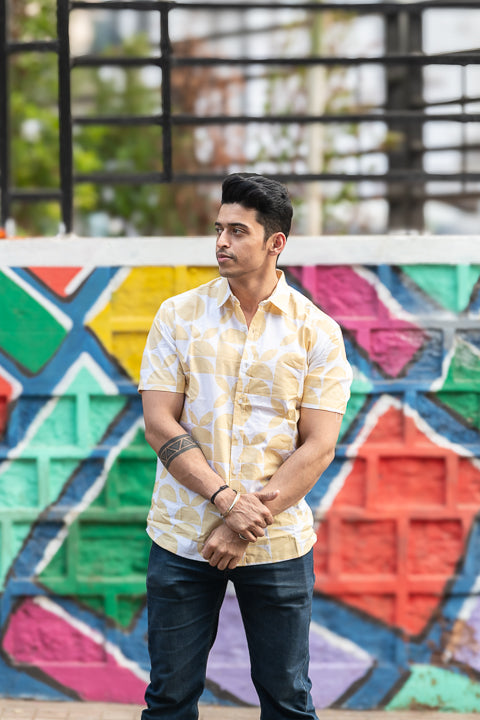 Bada Phool Yellow Relaxed Fit Short Sleeve Shirt