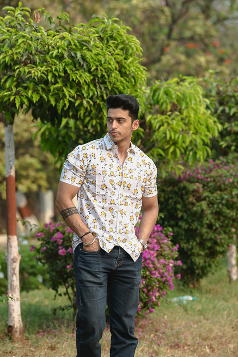 Frog Boss Yellow Relaxed Fit Short Sleeve Shirt