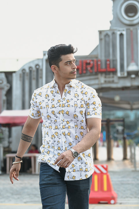 Frog Boss Yellow Relaxed Fit Short Sleeve Shirt