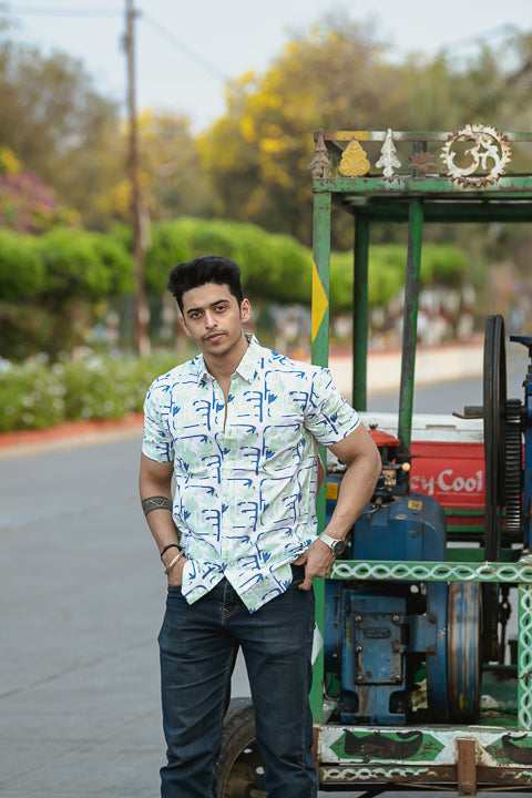 Phool Power Green Relaxed Fit Short sleeve Shirt