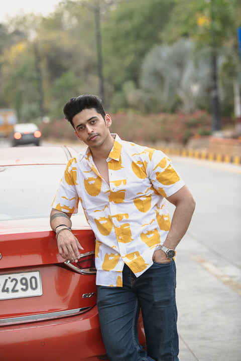 Beard-O-Licious Yellow Relaxed Fit Short Sleeve Shirt