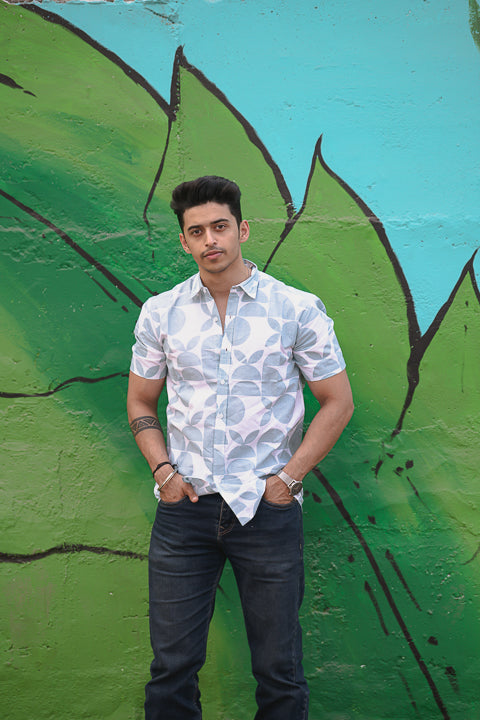 Bada Phool Blue Relaxed Fit Short Sleeve Shirt