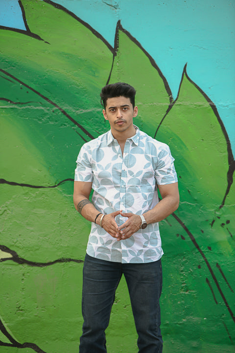 Bada Phool Blue Relaxed Fit Short Sleeve Shirt