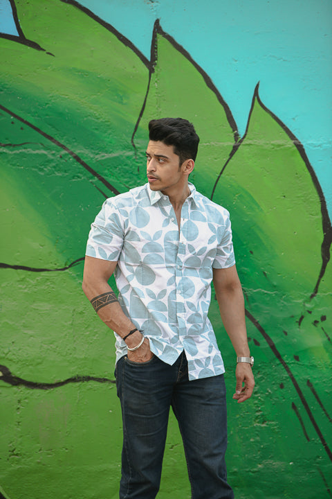 Bada Phool Blue Relaxed Fit Short Sleeve Shirt