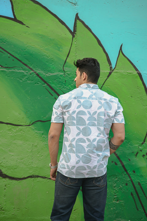 Bada Phool Blue Relaxed Fit Short Sleeve Shirt
