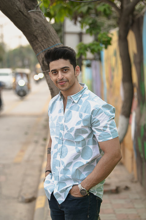 Bada Phool Blue Relaxed Fit Short Sleeve Shirt