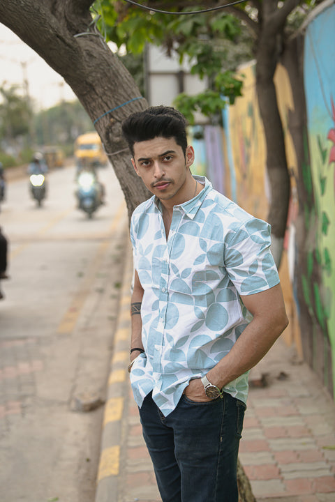 Bada Phool Blue Relaxed Fit Short Sleeve Shirt